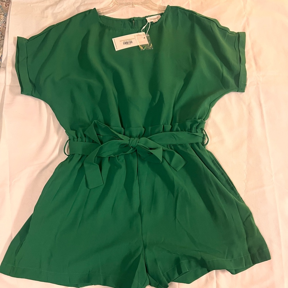 Green Short Sleeve Romper